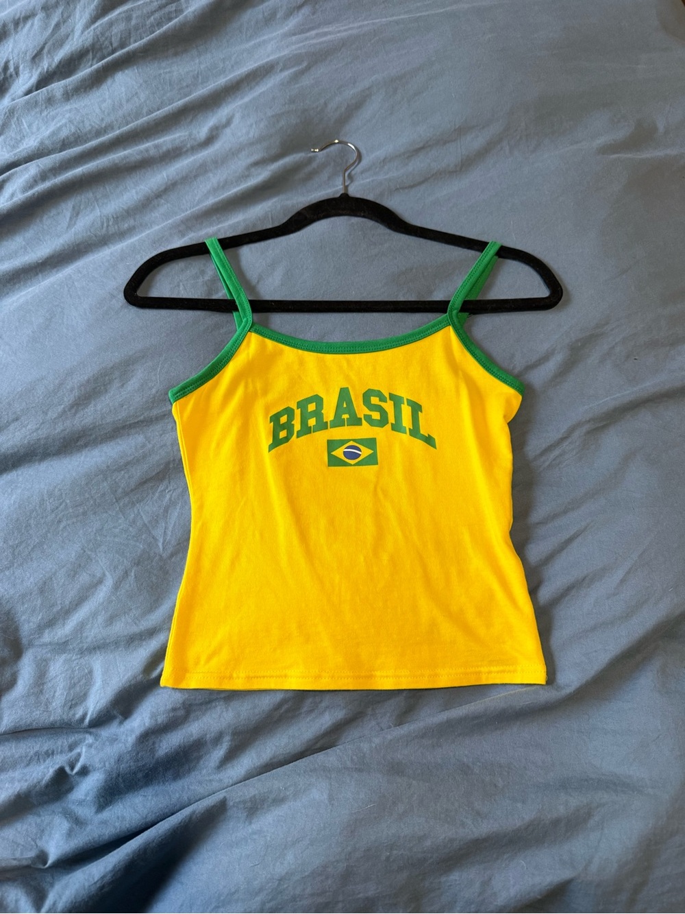 NWOT - Edikted Brasil Tank Top Yellow Green Size S Y2K Brazil